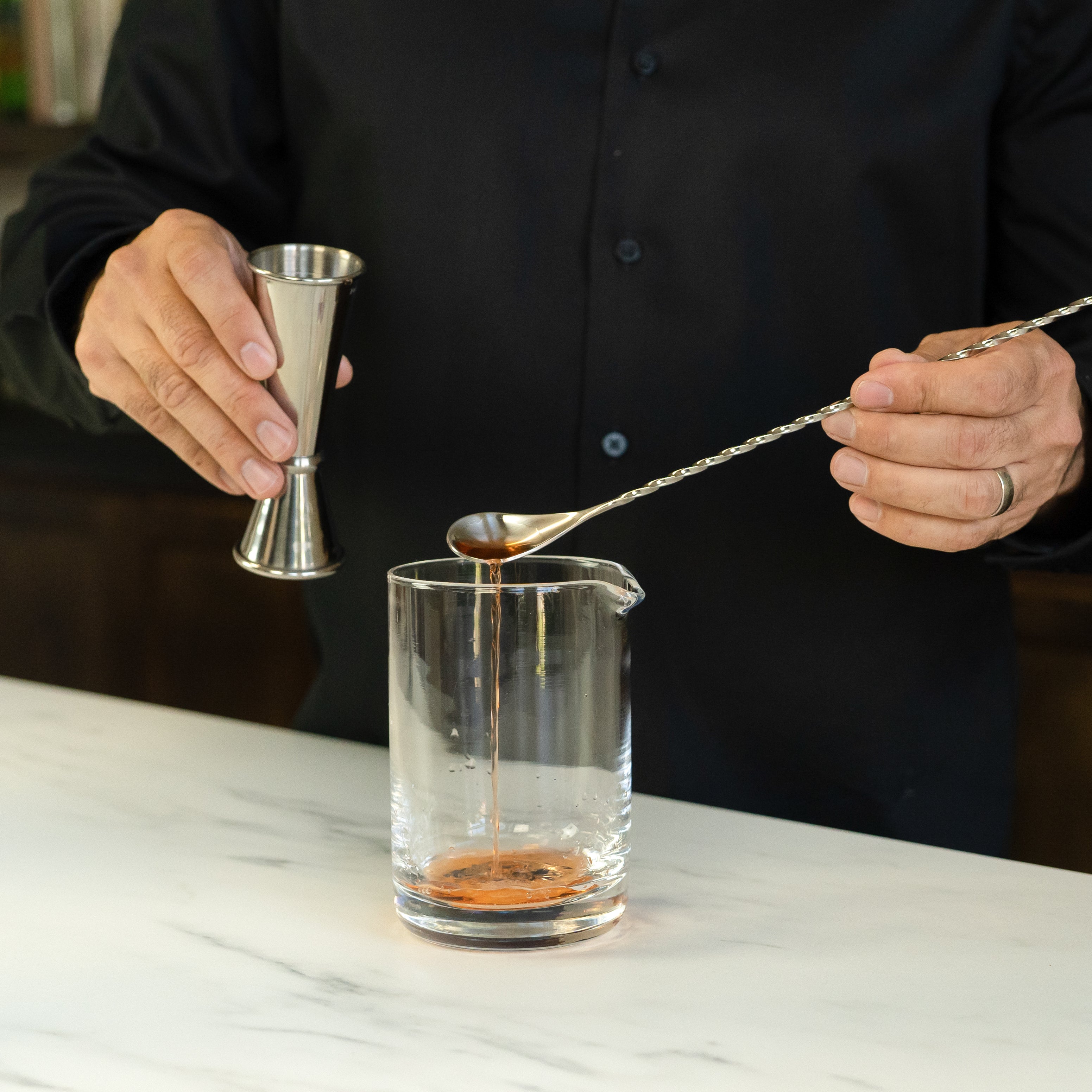 stirring glass cocktail
