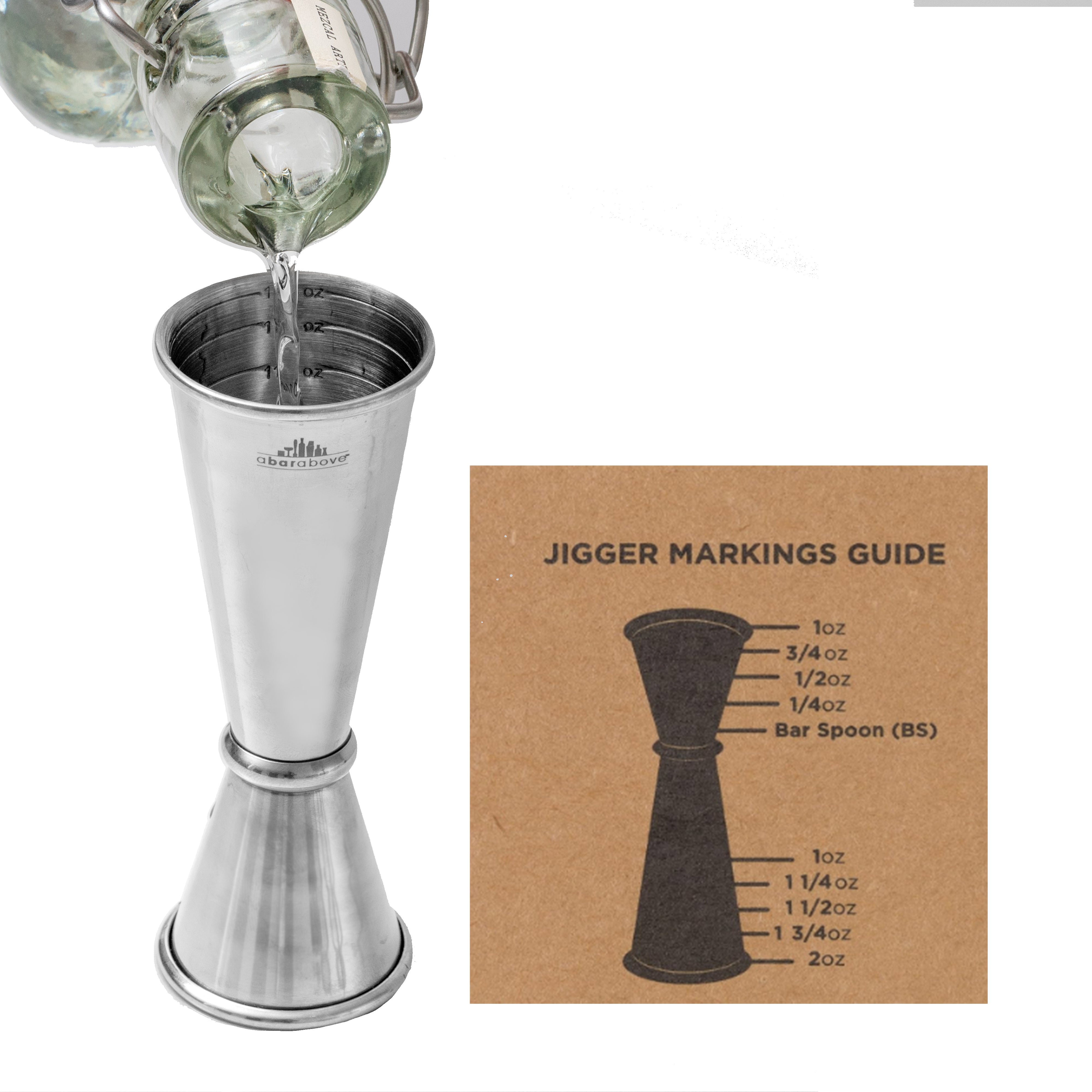 Double Jigger Shot Glass - 3/4 & 1-1/2 oz Bar Jigger Cup