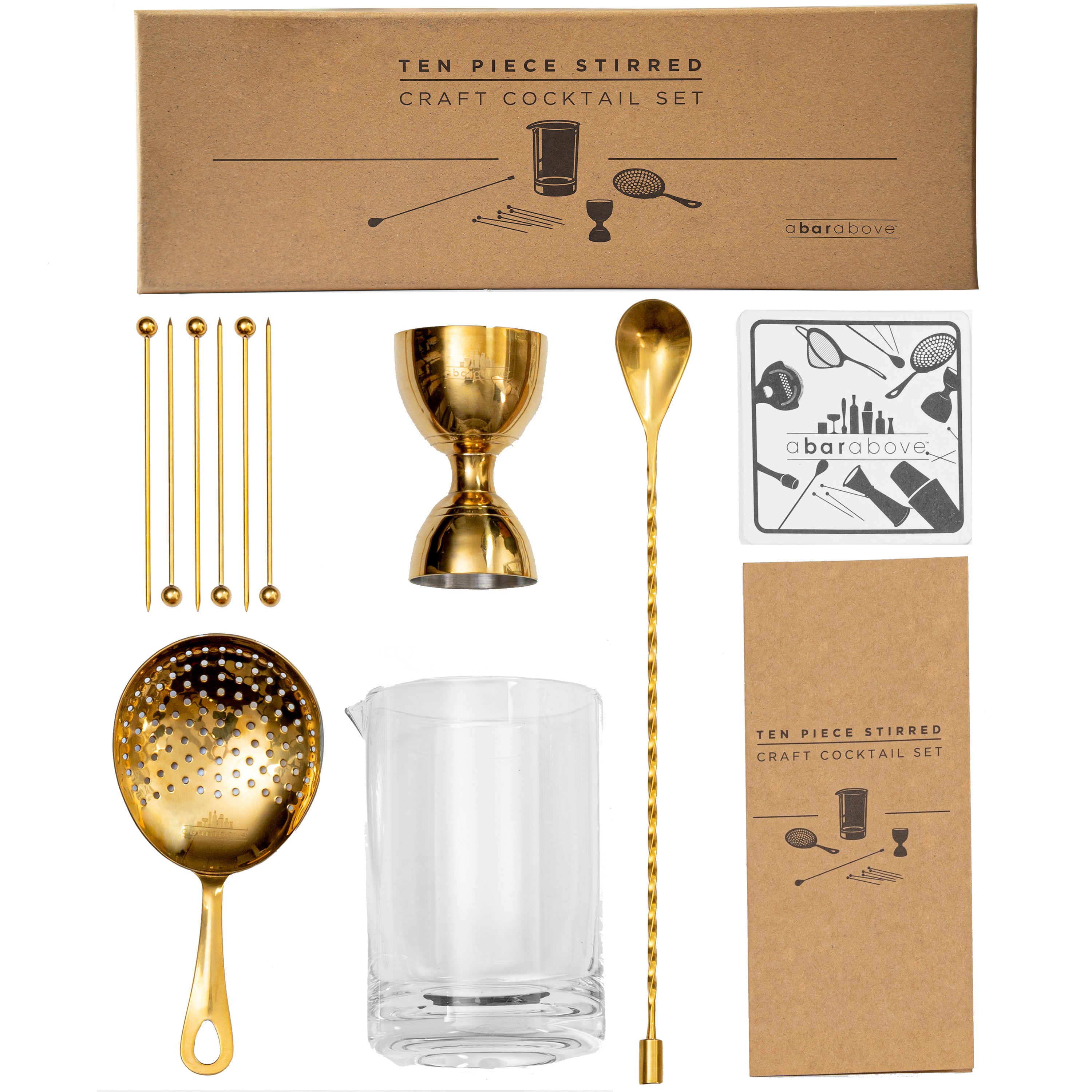 Gold 10-Piece Stirred Craft Cocktail Set