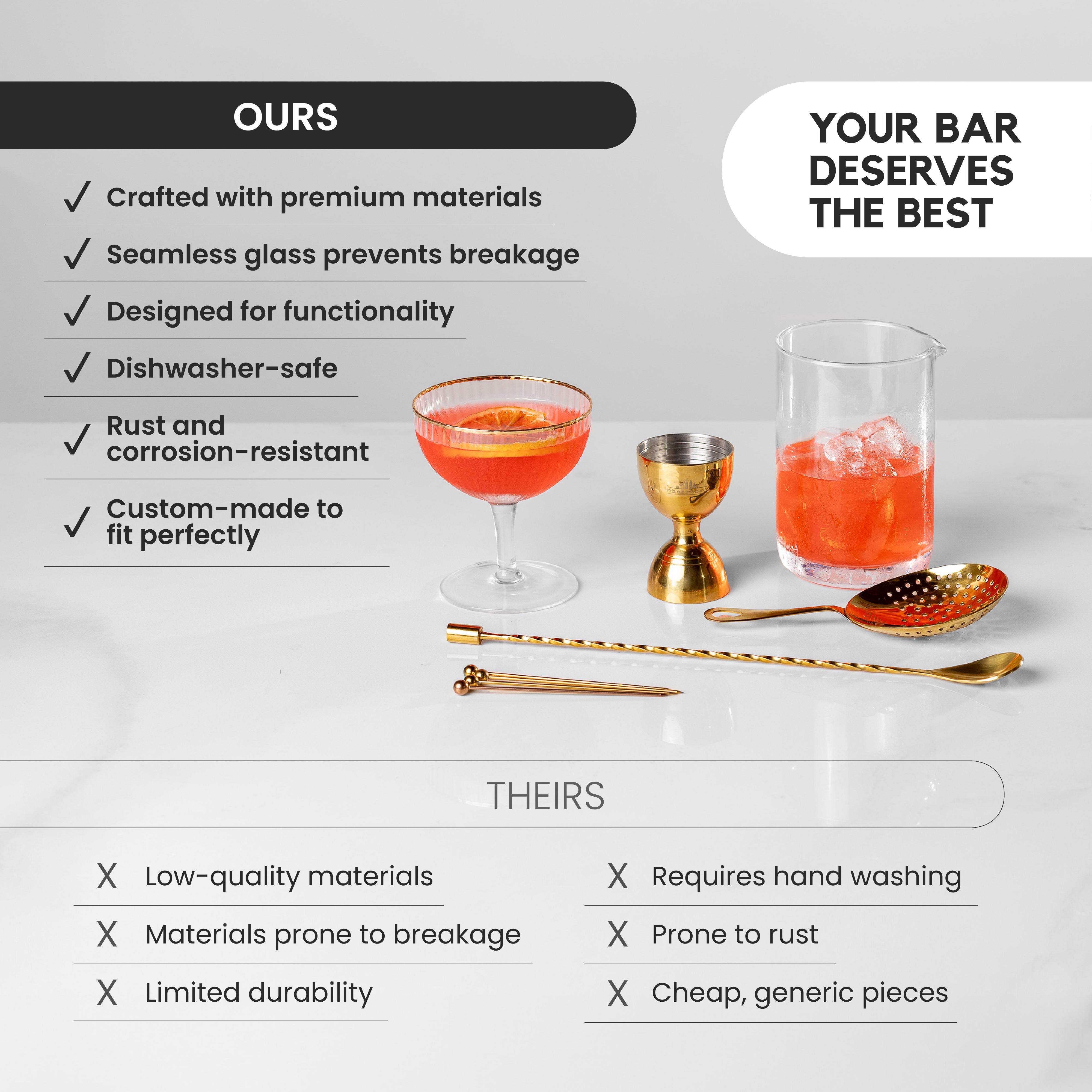 A Bar Above Premium Bell Jigger with 10 Measurements Inside - Professional  & Heavy-Duty 304 Stainless Steel Cocktail Double Jigger for Bartending (1