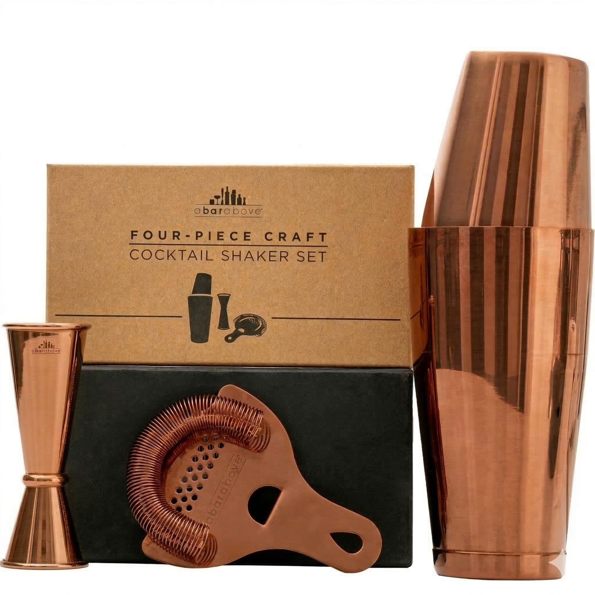 Antique Copper Cocktail Shaker Set (4-Piece)