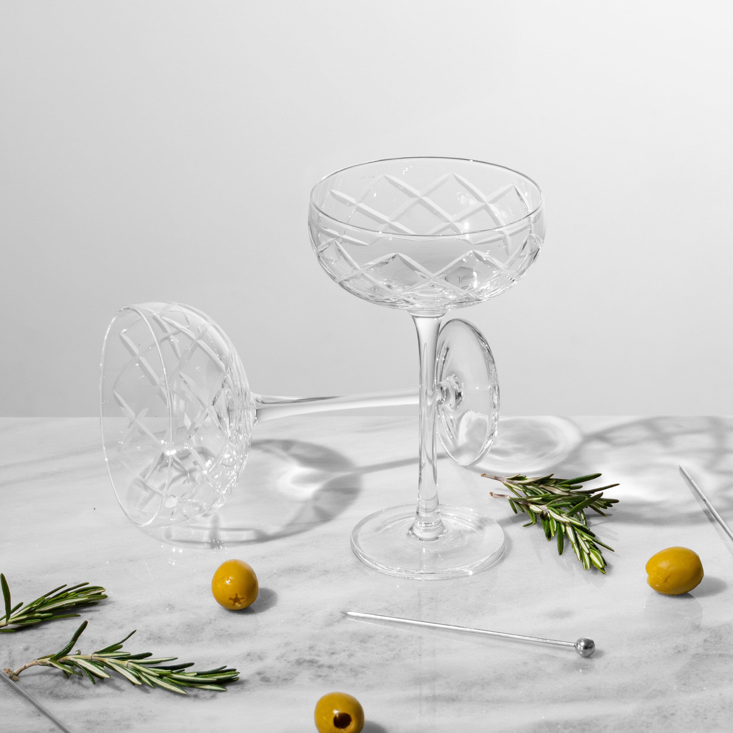 Diamond Cut Coupe Glass