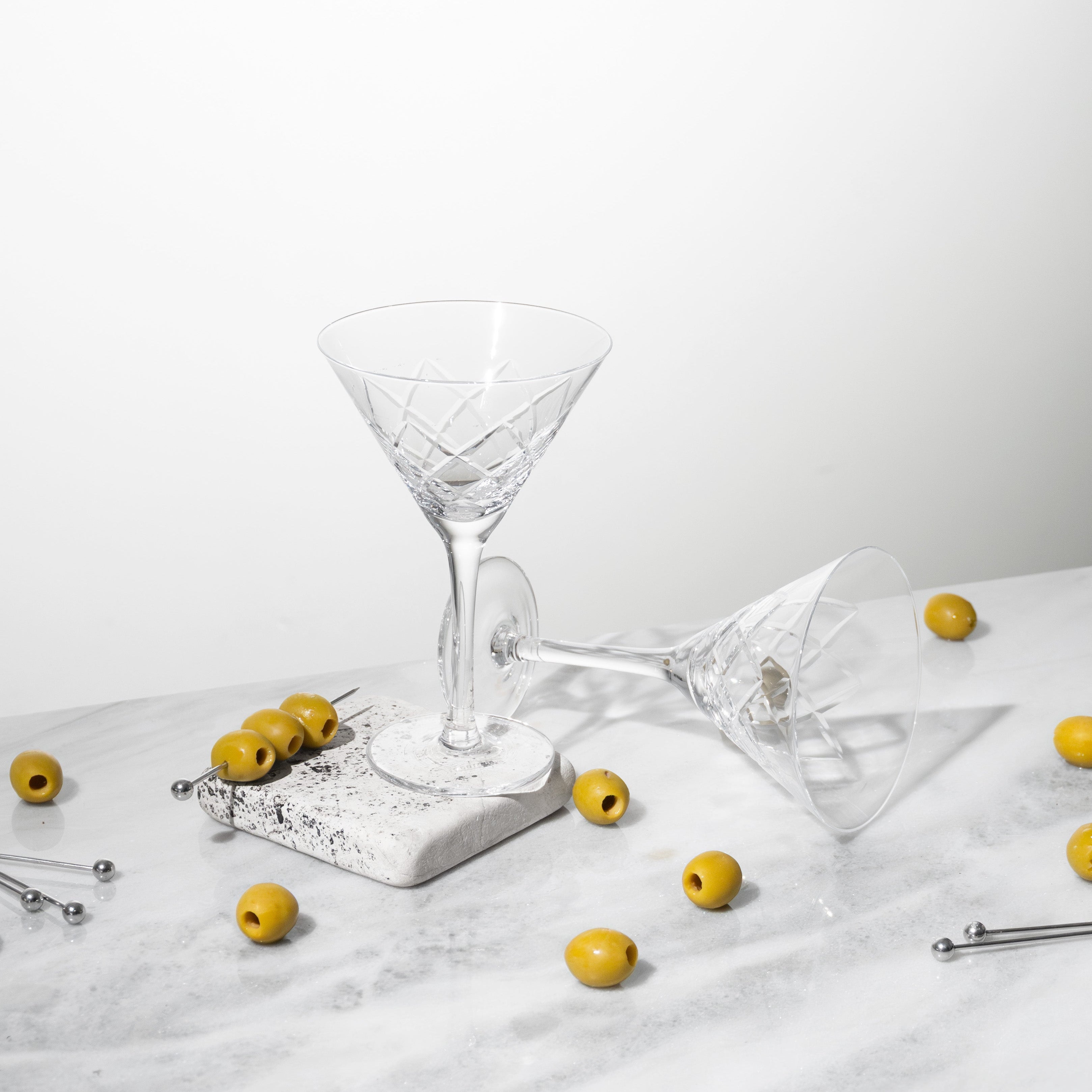 Diamond Cut Martini Glass