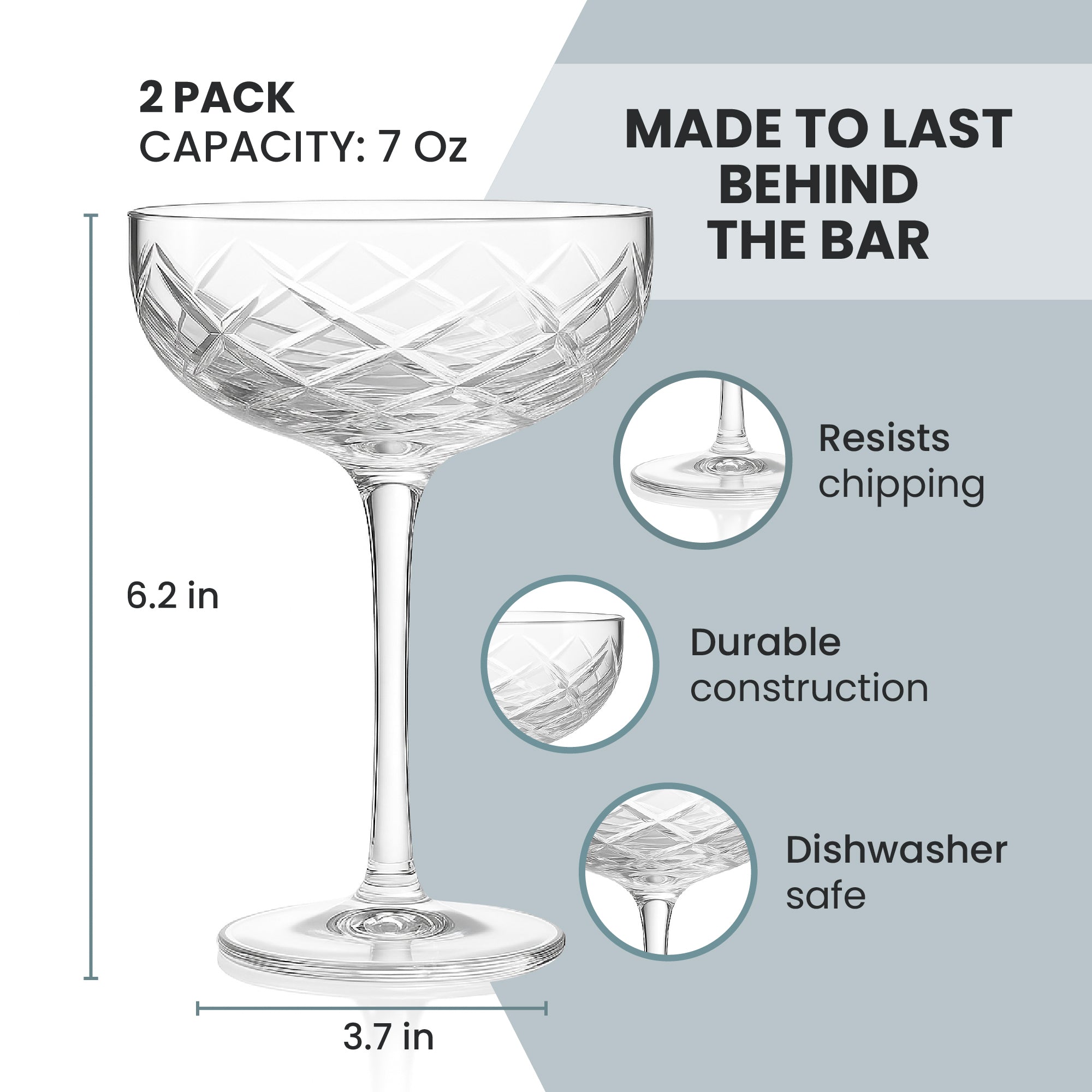 Diamond Cut Coupe Glass