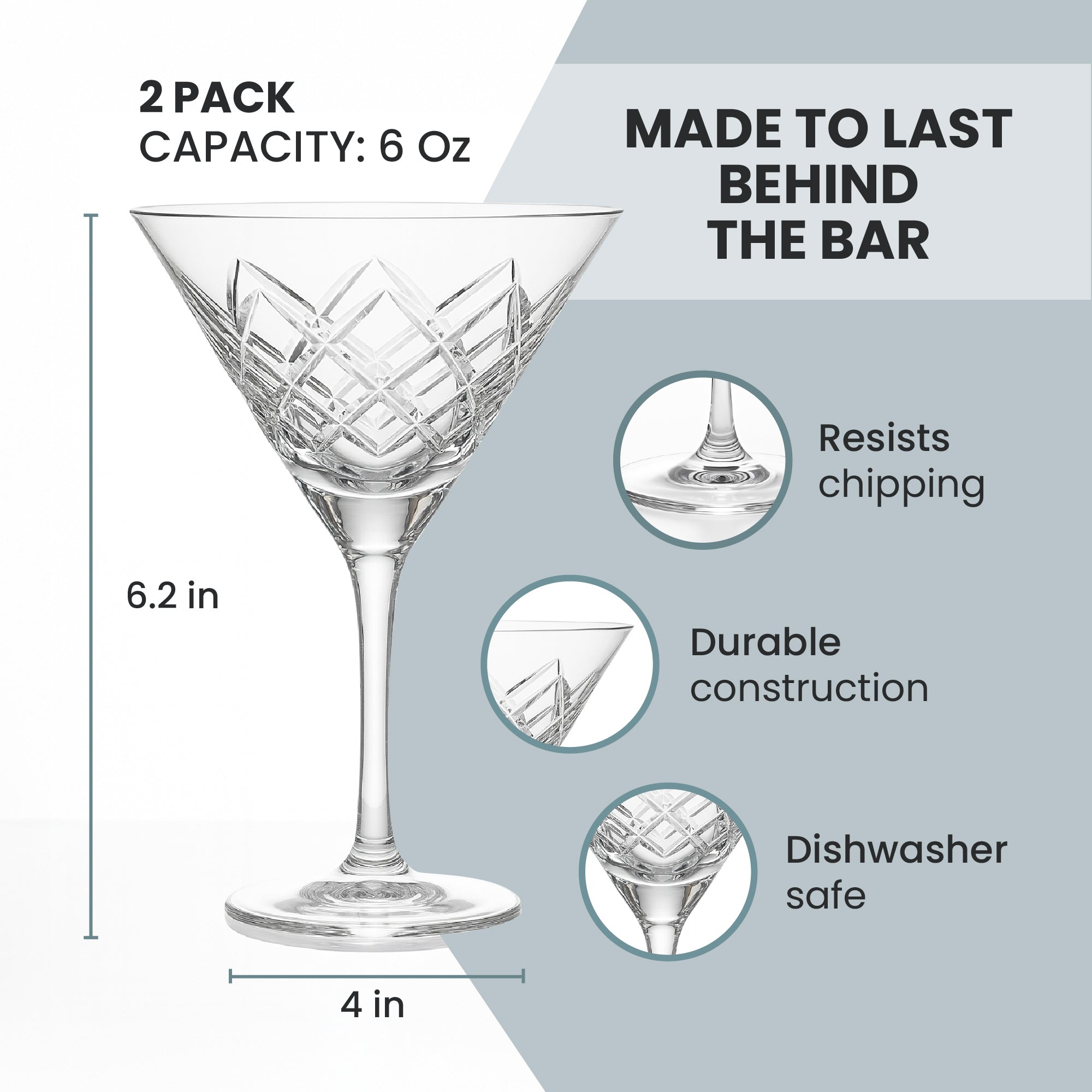 Diamond Cut Martini Glass