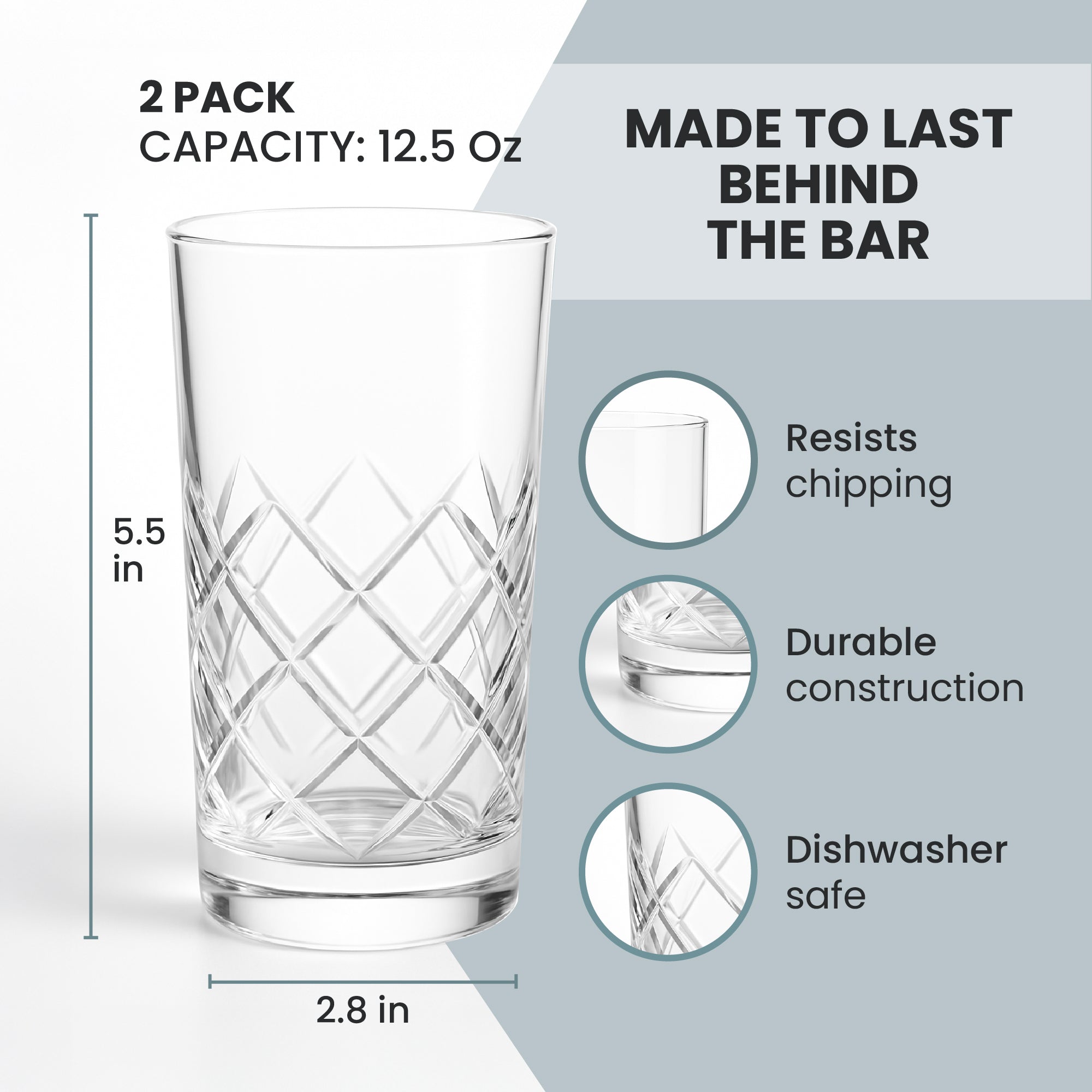 Diamond Cut Highball Glass