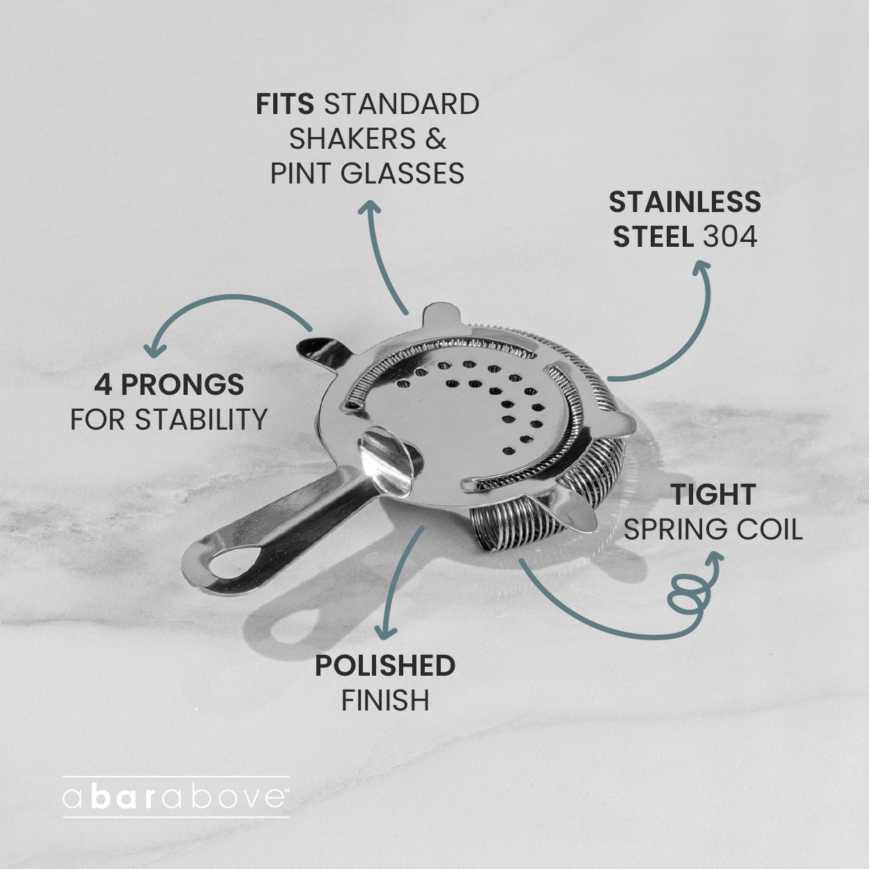 4-Prong Hawthorne Strainer Black