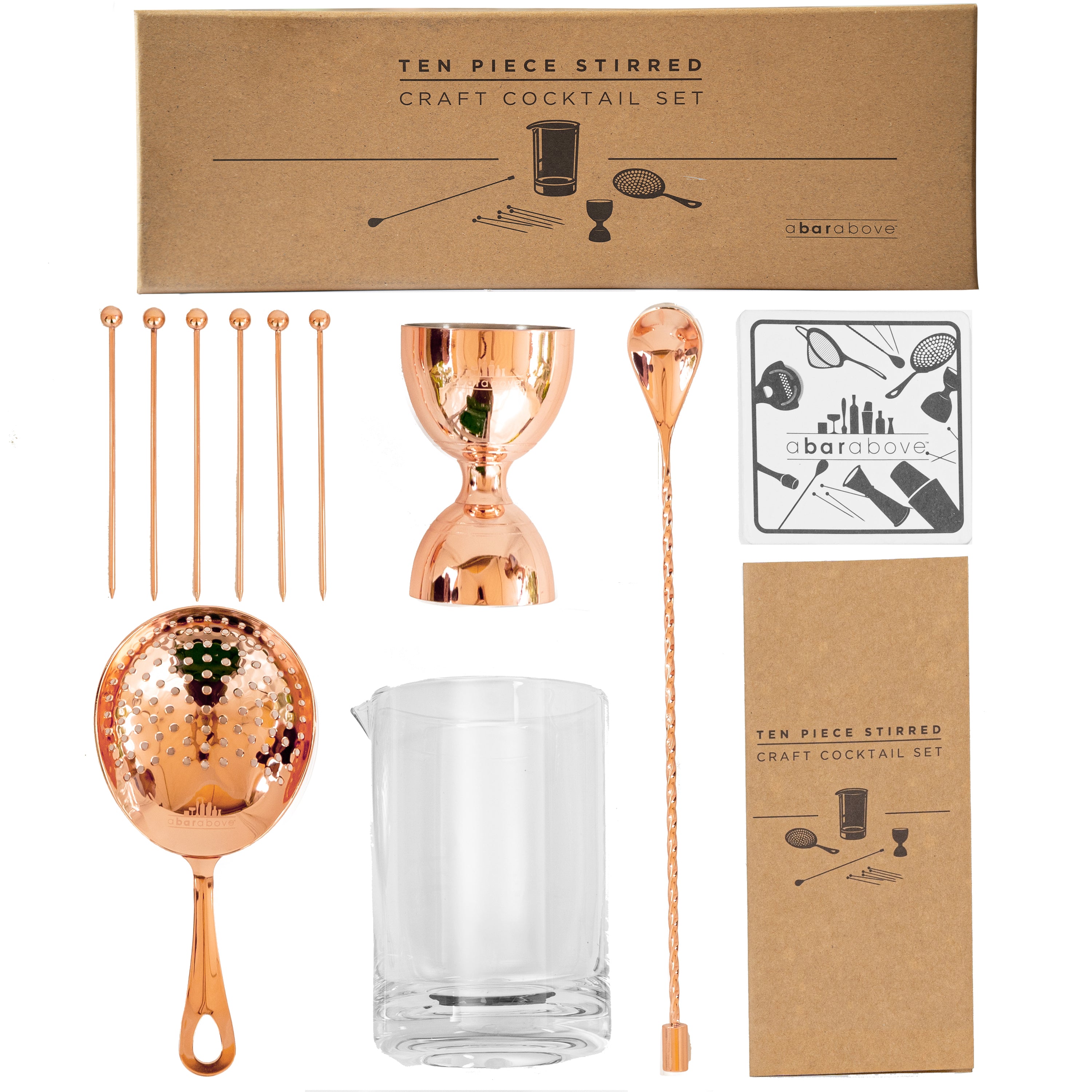 Copper 10-Piece Stirred Craft Cocktail Set