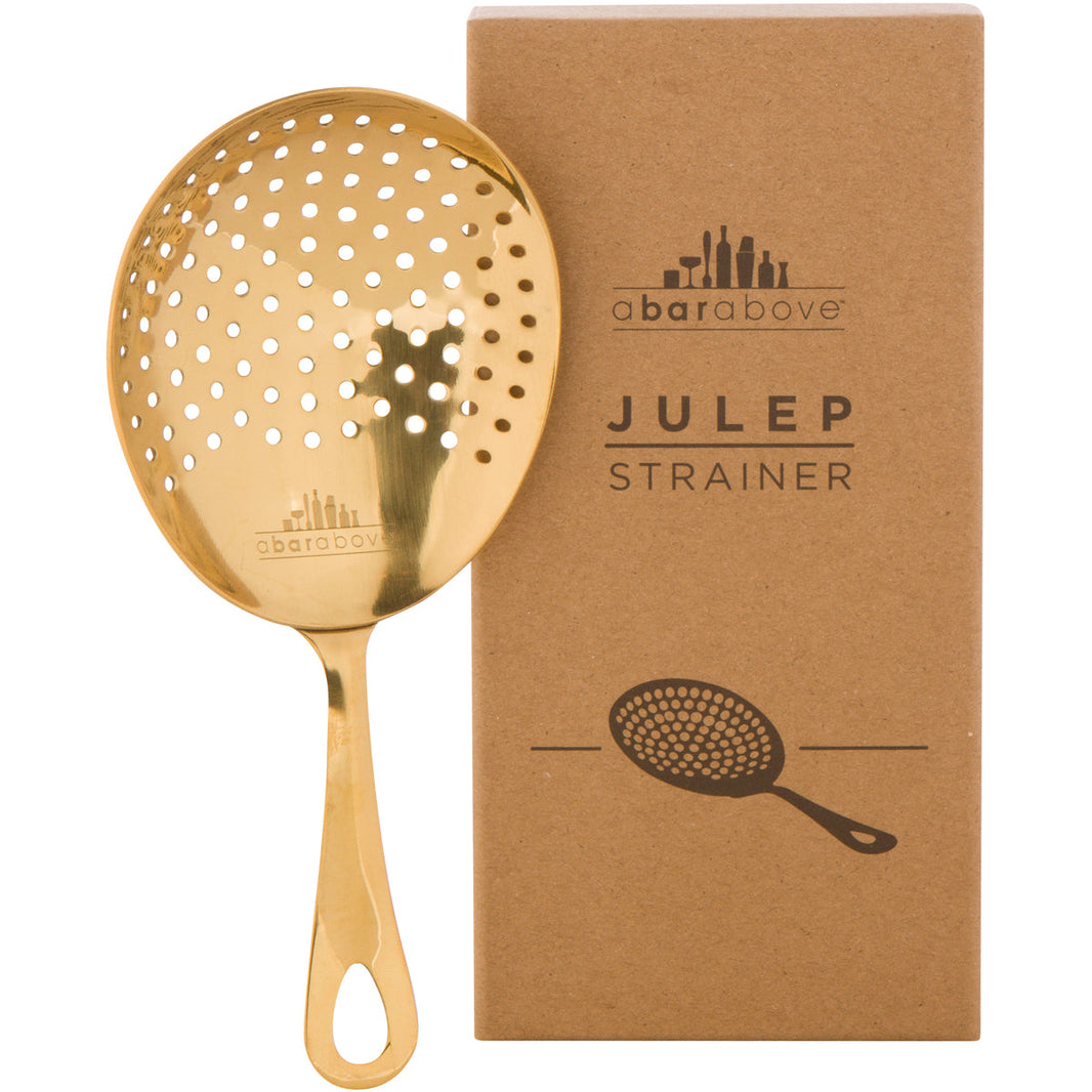 A Bar Above Stainless Steel Julep Strainer (Gold) | Julep Strainer Gold White Background 4 3e7639c2 37dc 4a64 acb3 | Cocktail Hammer